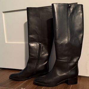NWOT JCrew Black Leather Knee-High Boots